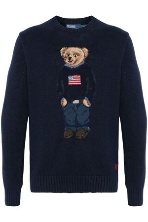 Blue cotton-silk Flag Bear sweater RALPH LAUREN | 710946137001NAVY